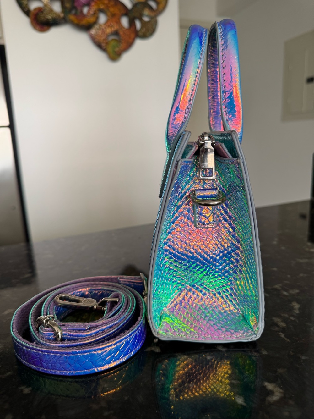 Nathaniel Noir Iridescent Mini Tote. Pre owned and Black owned - Picture 3 of 4